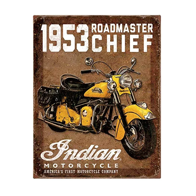 Traditional Indian Motor Tin Sign Classic Vintage Motorcycle Club Garage Art Decor Iron Plate Paintings Bar Cafe Metal Plaques