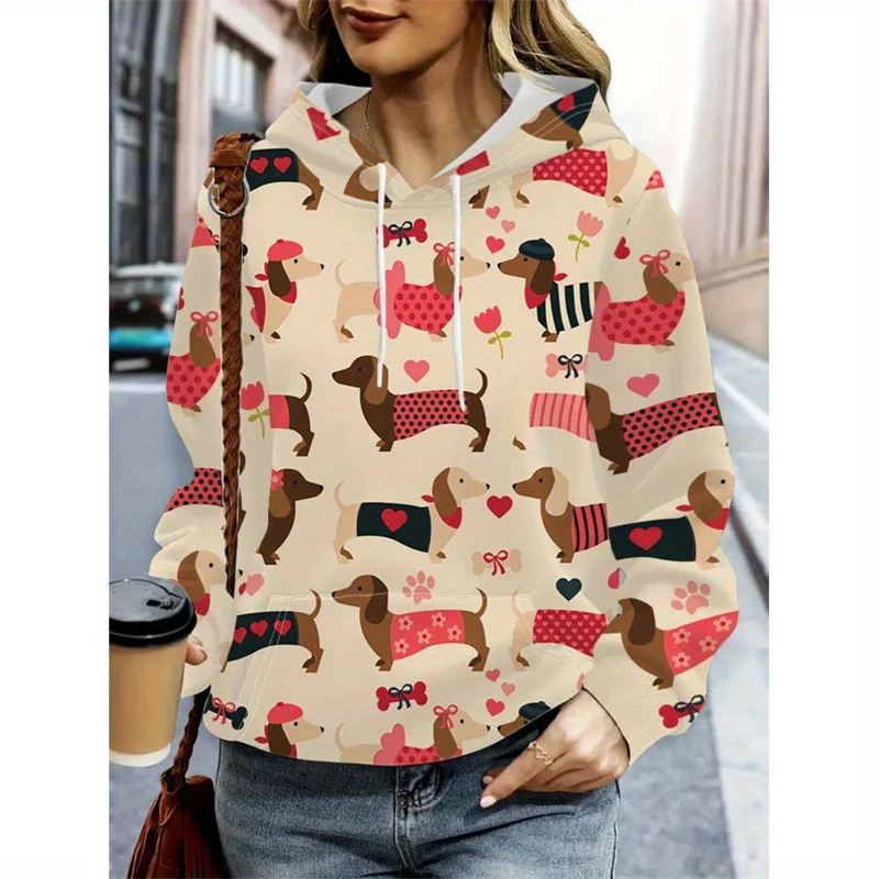 

Christmas-themed Puppy Women's Hoodies Fashion Creative Design Female Clothing Leisure Daily Trend Long Sleeve Sweatshirts Tops