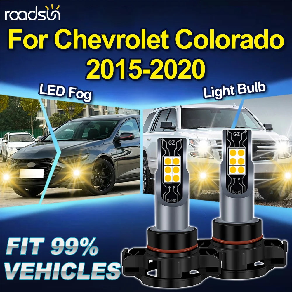 

ROADSUN 5202 PSX24W для Chevrolet Colorado 2015-2020, 2 шт., 3000K, Canbus, светодиодные противотуманные фары, ультраяркие лампы