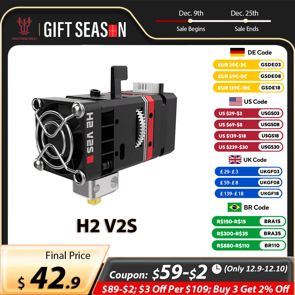 BIQU H2 V2S 24V 압출기 BX Ender 3 V2 PRO CR10 DIY TITAN 압출기 용 직접 듀얼 드라이브 기어 Hotend 24V TPU 3D 프린터 부품