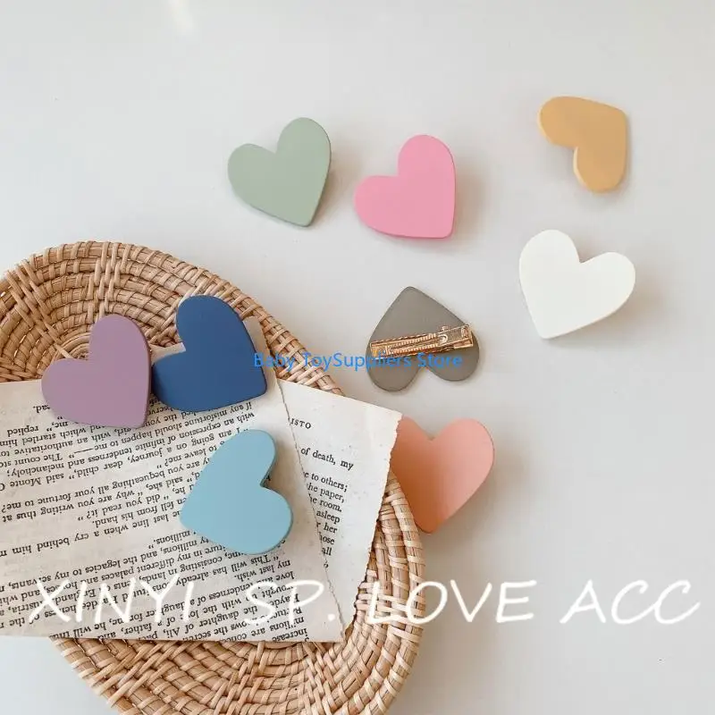 

R1WF Girls Hair Clips Candy Color Love Hairpin Hair Barrettes for Student Children