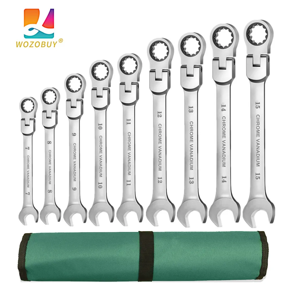 

9 Pcs Metric Double-ended Dual-purpose Wrench, Single Head Shaking Ratchet Wrench, Car Key Combination Wrench, Household Wrench