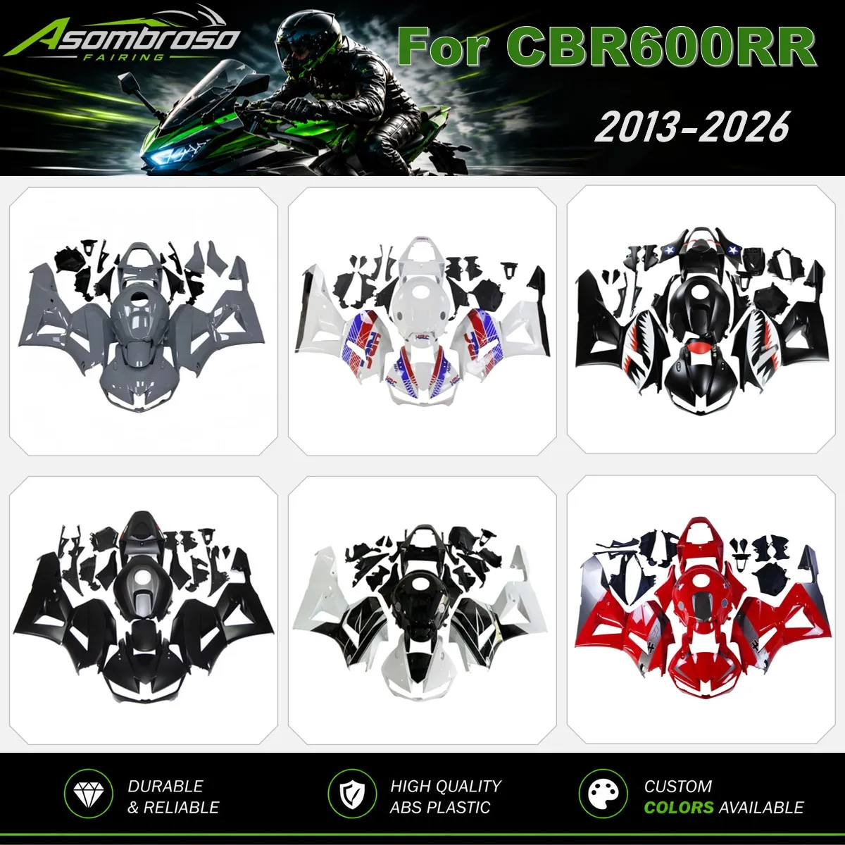 Für CBR600RR 2013-2026 Verkleidungen Komplettset ABS-Kunststoff Karosserieteile Kundenspezifisches Design Motorrad-Karosserie