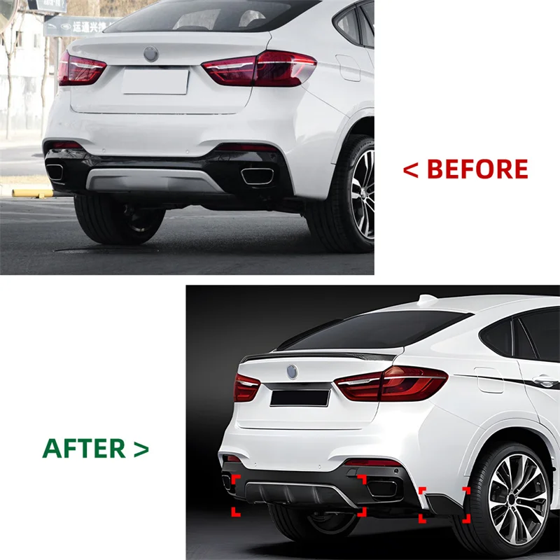 2014 - 2019 For BMW X6 F16 M Sport MP Glossy STREET PRO REAR DIFFUSER REAR SIDE Under SPLITTERS SPOILERS guard protection