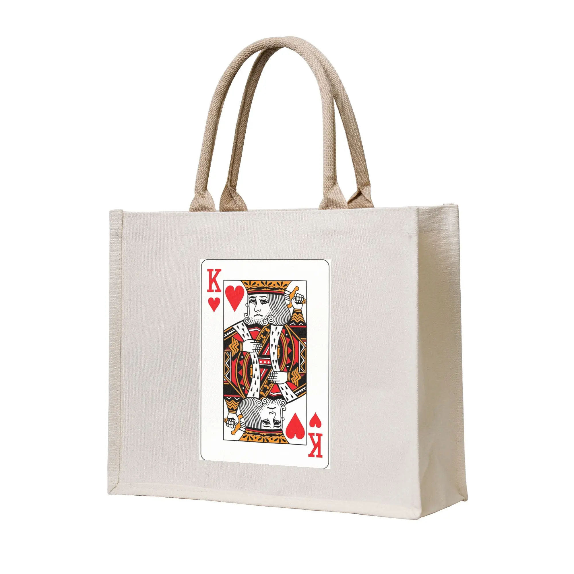 

Сумка-шоппер из холщовой ткани с изображением игральных карт King of Hearts, складная, для женщин, на плечо, дорожная сумка