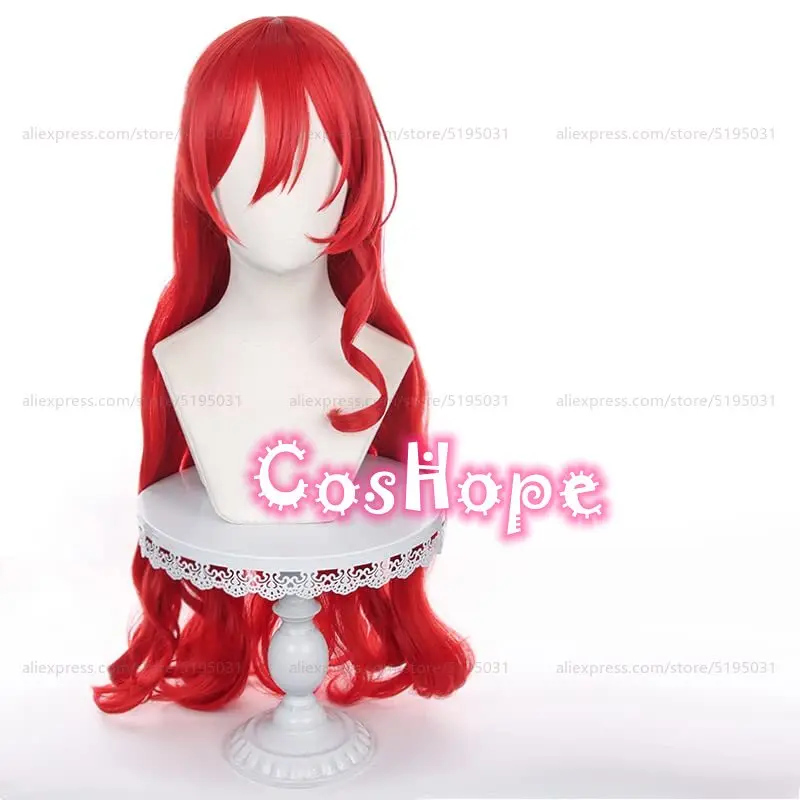 Himeko Cosplay Wig 88cm Long Curly Wave Hair with Bun Red Wig Cosplay Anime Cosplay Wigs Heat Resistant Synthetic Wigs