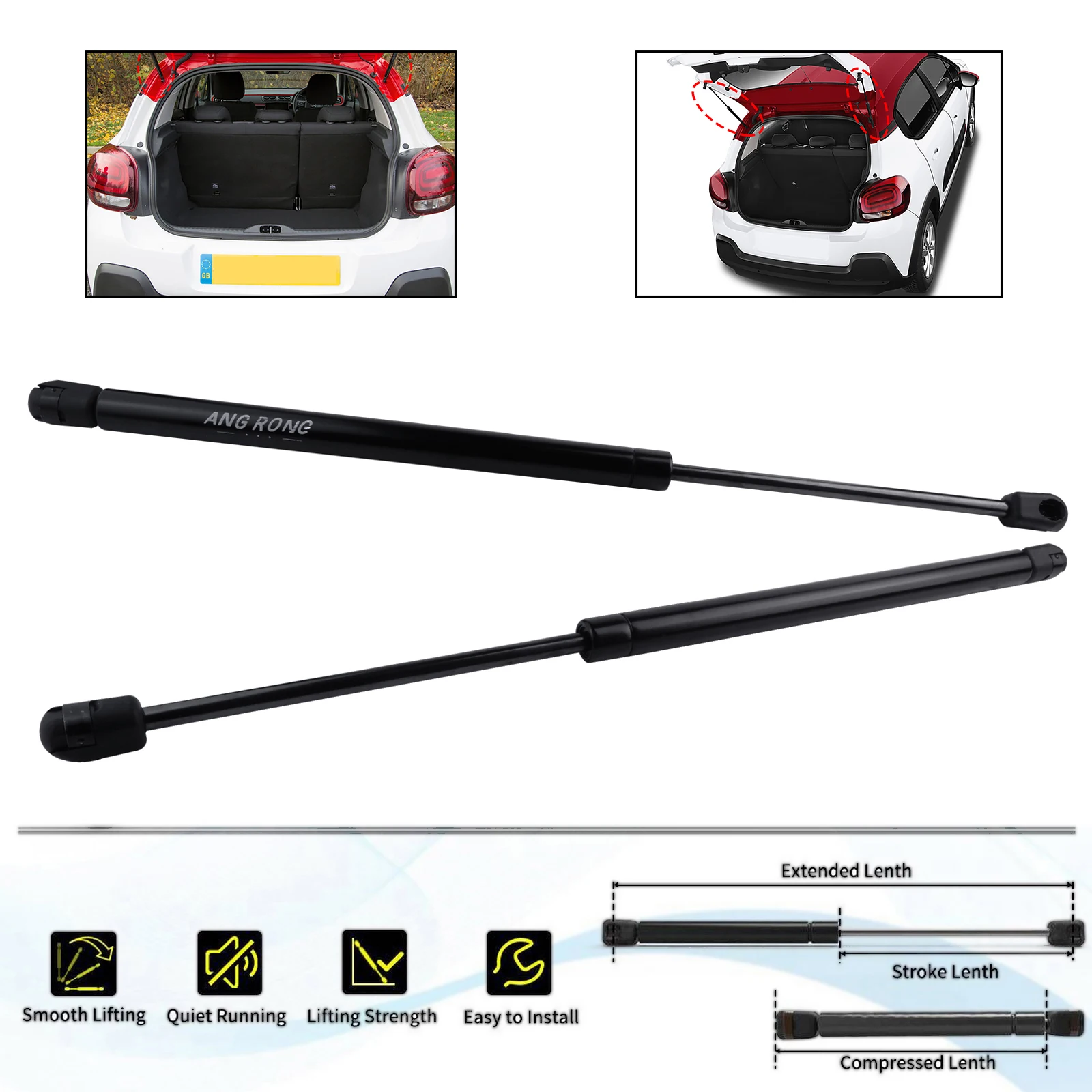 For Citroen C3 MK1 02-09 Rear Tailgate Boot Lifter Gas Struts Support 8731.G3