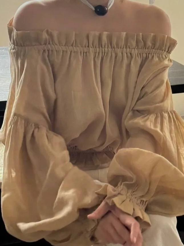 Chic été Sweeti oulder-baring épissure longue Sve protection solaire irt femme coupe régulière moyen doux autre tissu