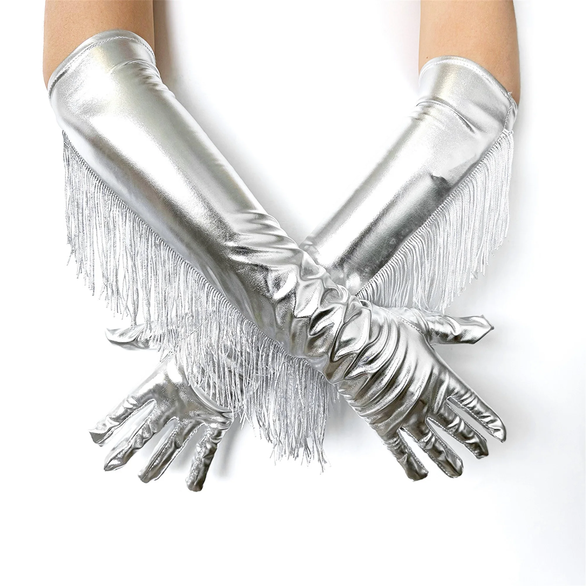 

Женские сверкающие перчатки с блестками, элегантные перчатки оперной длины, аксессуар для костюма для вечеринки на Хэллоуин