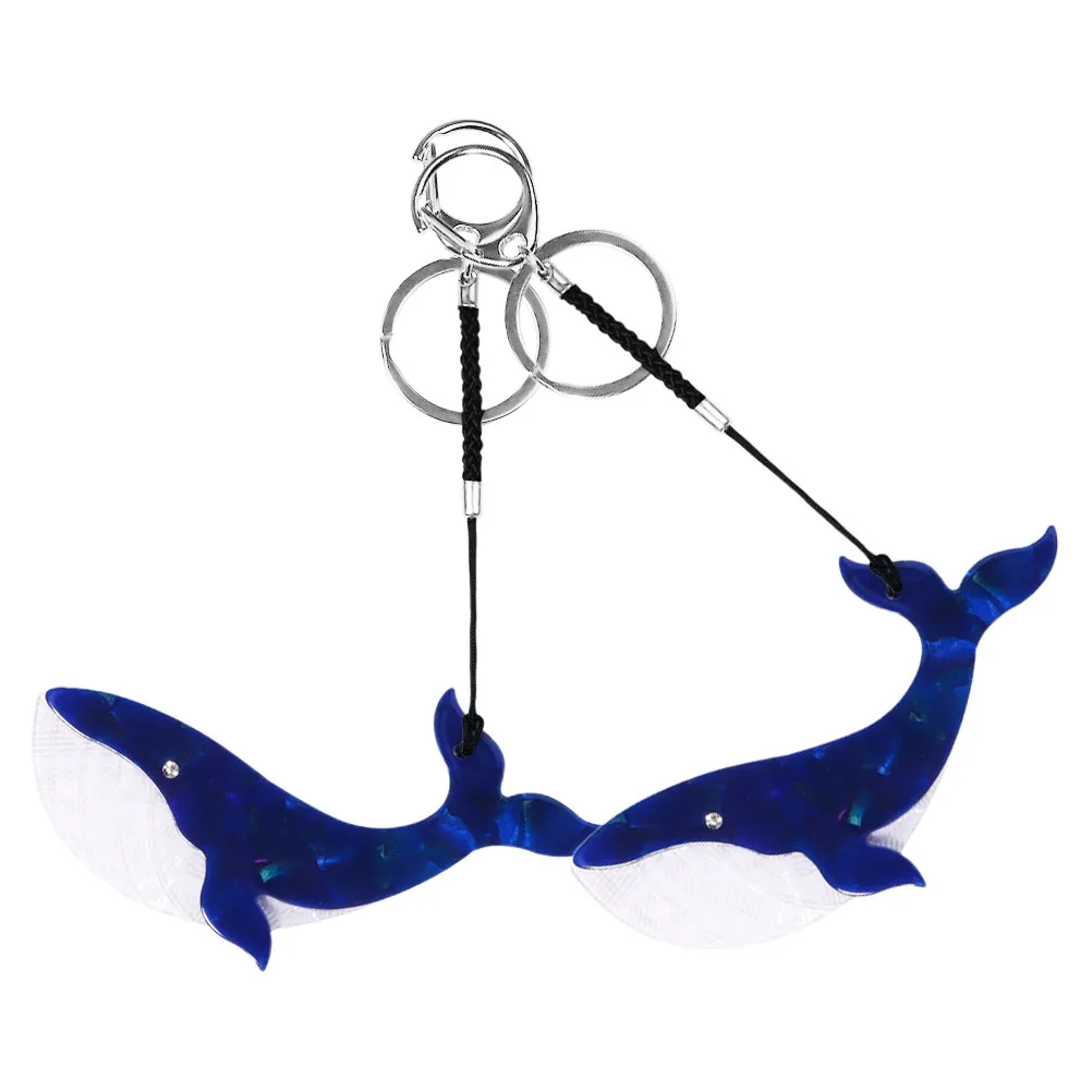 2Pcs Lifelike Whale Acrylic Keychain Charm Soft Touch Sturdy Design for Keys Wallet Purse Phone Backpack Hanging Decor Cute