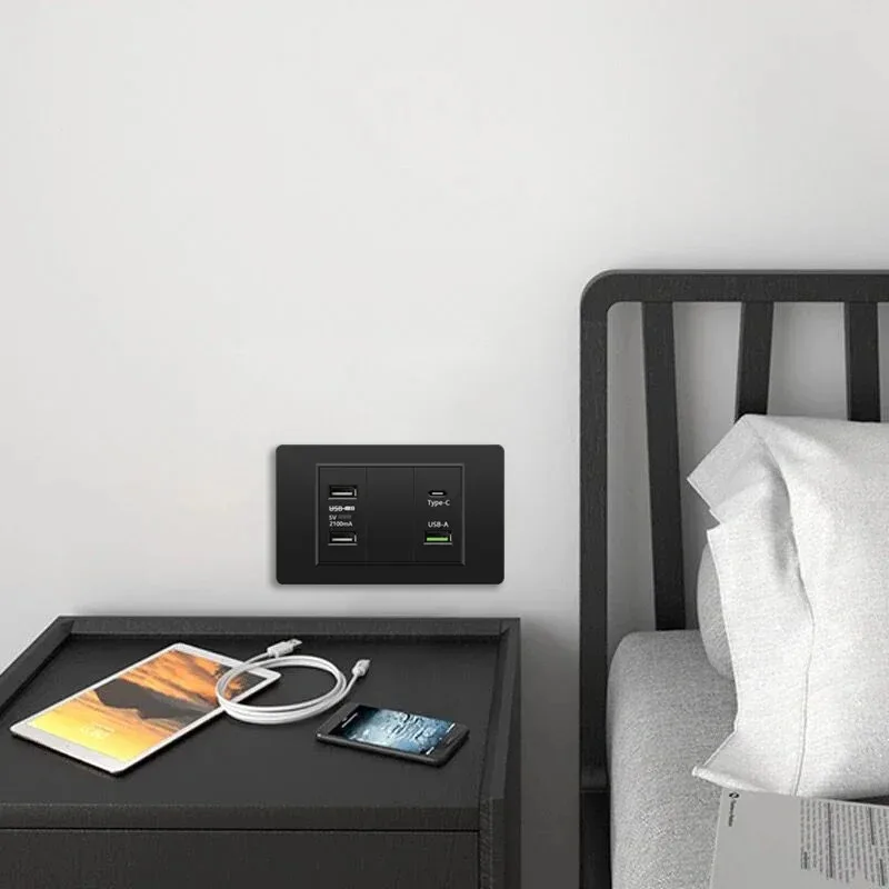 Korea Chile standard 20W Super Fast smart Charge Type C USB Port Power Wall Socket Plug,118*73mm Quick Charge electrical Outlet