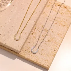 Simplicity U-Shaped INS Stainless Steel Necklace Irregular Set With Diamonds Pendant Clavicular Chain Summer Accessories
