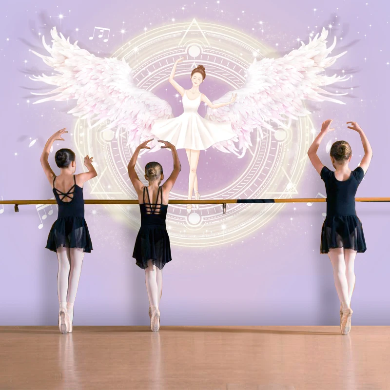 Customized products 3D Wallpaper pink wing photograph children art training institution ballet dance classroom background mural