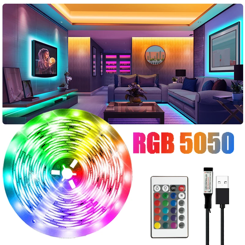 

Светодиодная ленсветильник s 5050 RGB светильник пультом дистанционного управления, 24 клавиши, 5 В