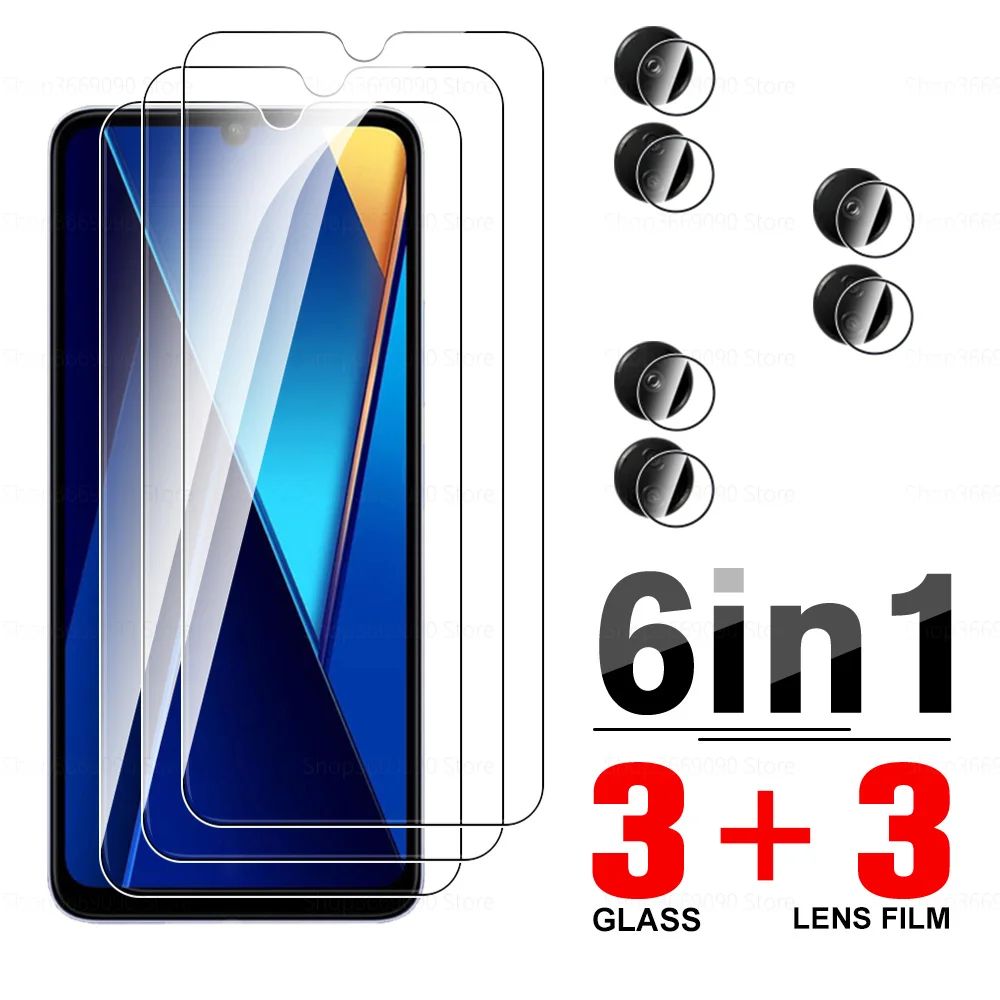 6in1 Protective Glass Case For Xiaomi Poco C65 Tempered Film Little Poko Poxo C65 pococ65 4G Screen Camera Protector Film 6.74''