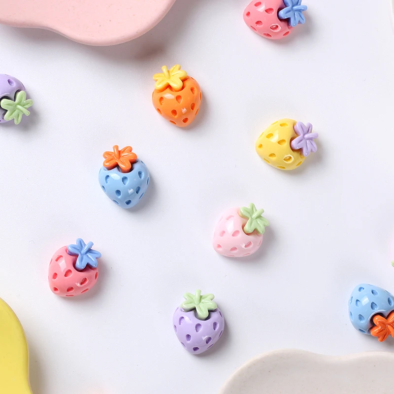 20pcs Resin Meal Toys  Candy  Color Mini Strawberry Charms Patch for Jewelry Making Earrings DIY Crafts Accessories