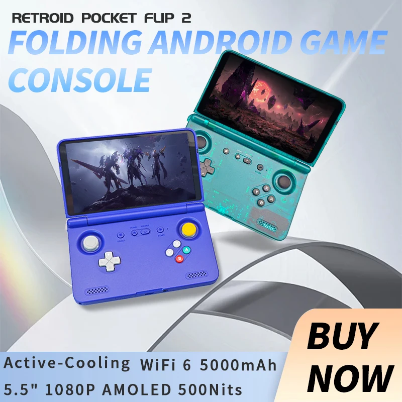 

Retroid Pocket Flip2 SD865 5.5”1080p OLED WIFI6 Android Handheld Portable Gaming Console With Hall Rockers Folding Game