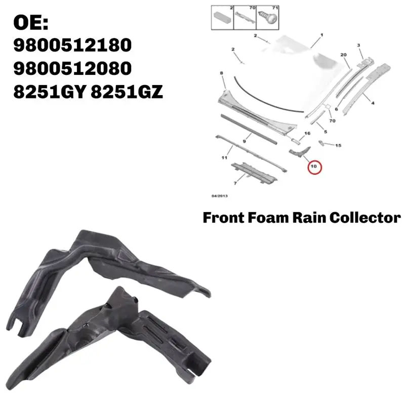 For 3008 Sponge Foam Windshield Front Foam Rain Collector Sponge 8251GY 8251GZ 9800512080 9800512180
