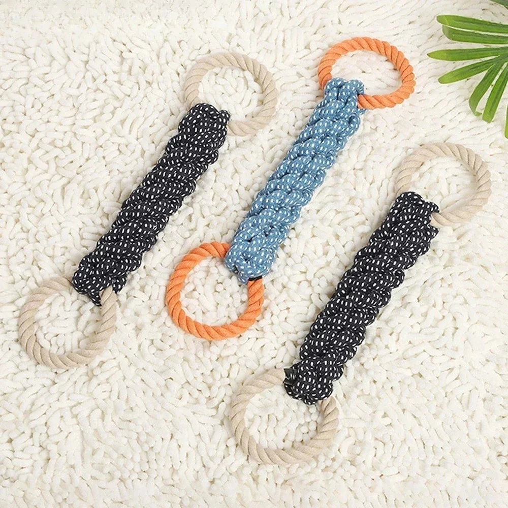 Double-Ring Cotton Blend Dog Rope Toy - Durable, Bite-Resistant & Interactive for Tug Play, Fit Medium to Large Dog Breeds