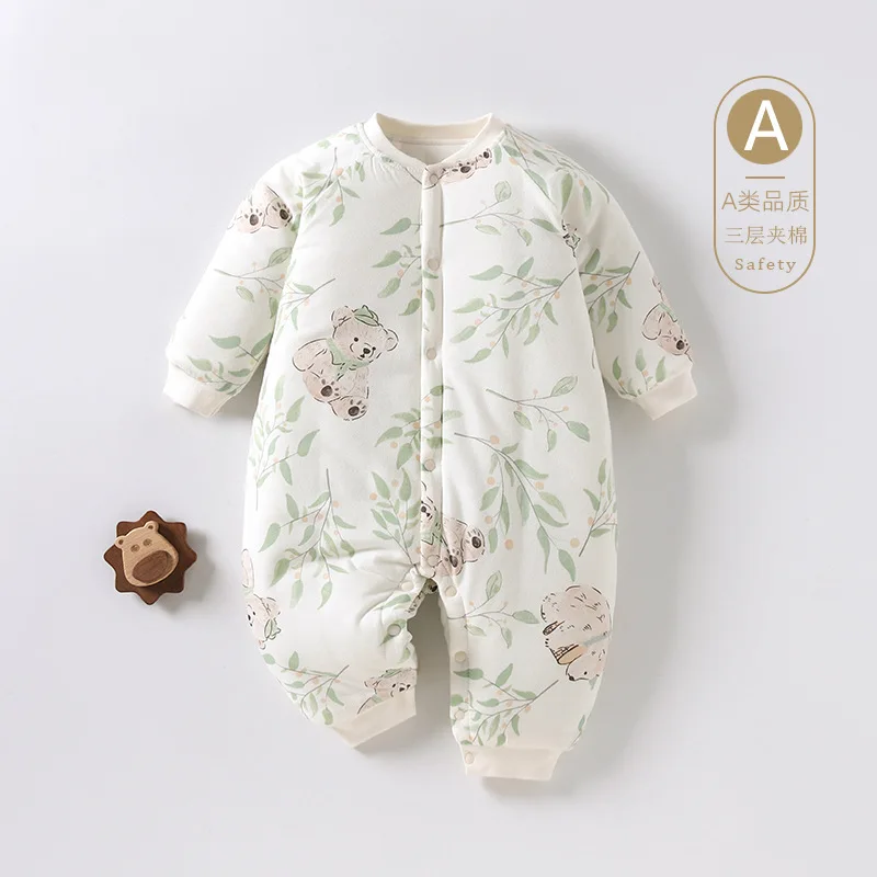 

Jenny&Dave Baby jumpsuit autumn and winter 2023 new plush and thickened boneless jumpsuit for half year old babies going out ca