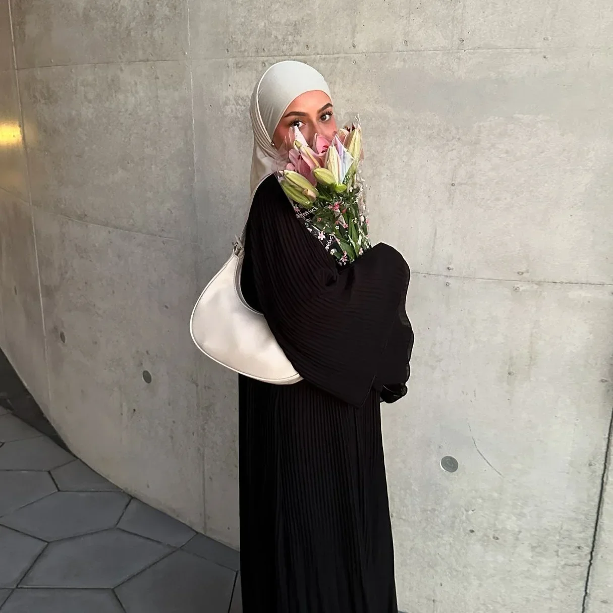Frauen Herbst Maxi Kleid Muslimischen Dubai Abaya Mode Lange Ärmel Plissee Sommerkleid Robe Isiamic Kleidung Musulmane Femme Vestidos
