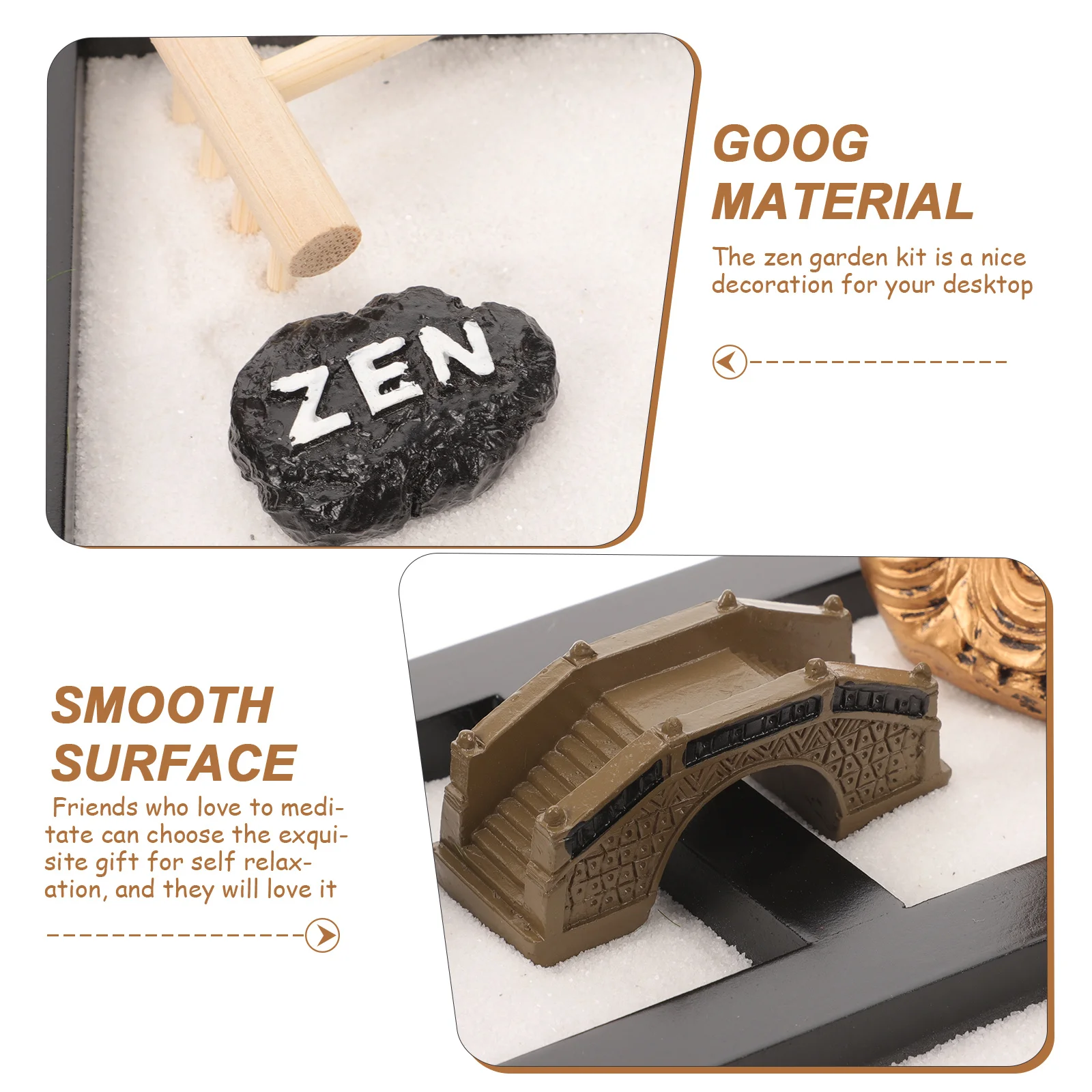 

1 Box Wood Zen Garden Kit Buddha Statue Desktop Sand Box Decoration Garden Sandbox Ornament Meditation Desk Decor