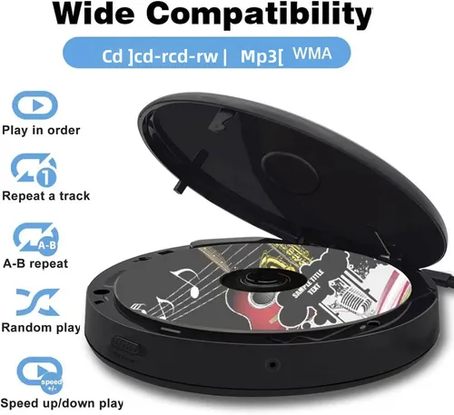 Imagen 2 del producto Reproductor de CD Bluetooth altavoz HIFI portátil compatible con CD/MP3 coche multiformato AUX/reproducción inalámbrica de modo dual para aprender, al aire libre