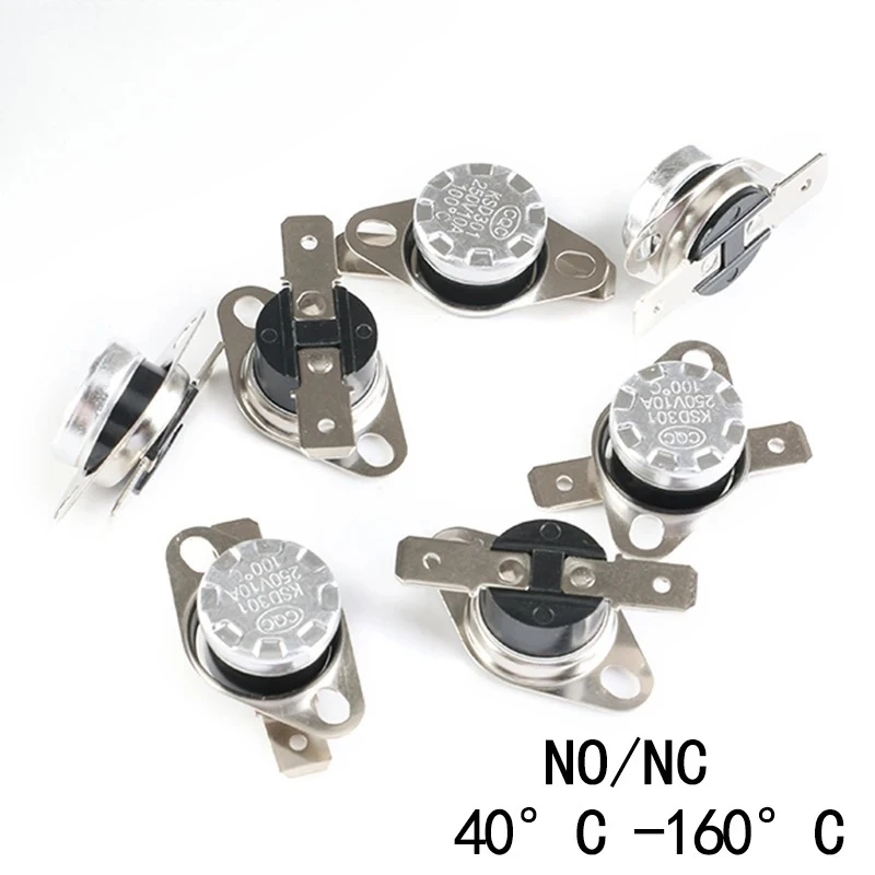 10Pcs/set KSD301 250V 10A 40~160 degree Ceramic Normally Open/Normally Closed Temperature Switch Thermostat 40 70 80 90 100 110