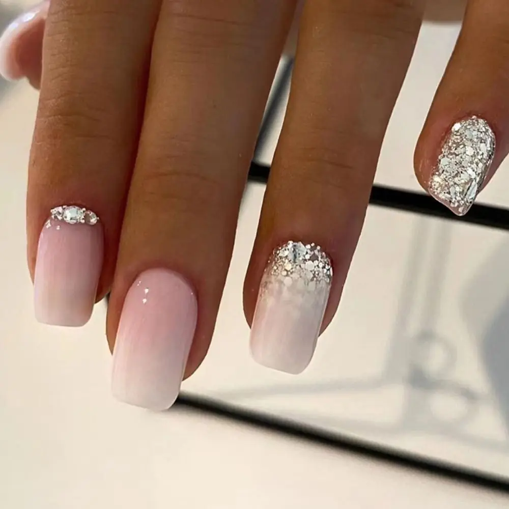 

24Pcs Long Square False Nails French Style Fake Nials Detachable Nail Tips Full Cover Press On Nail Tips DIY Manicure Salon Tool
