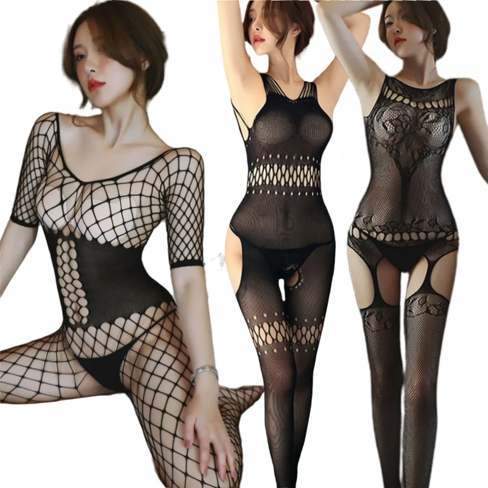 Sexy lingerie teddy erotic costumes intimate tights porno hot mesh net black Elastic underwear sex costumes body stockings hose