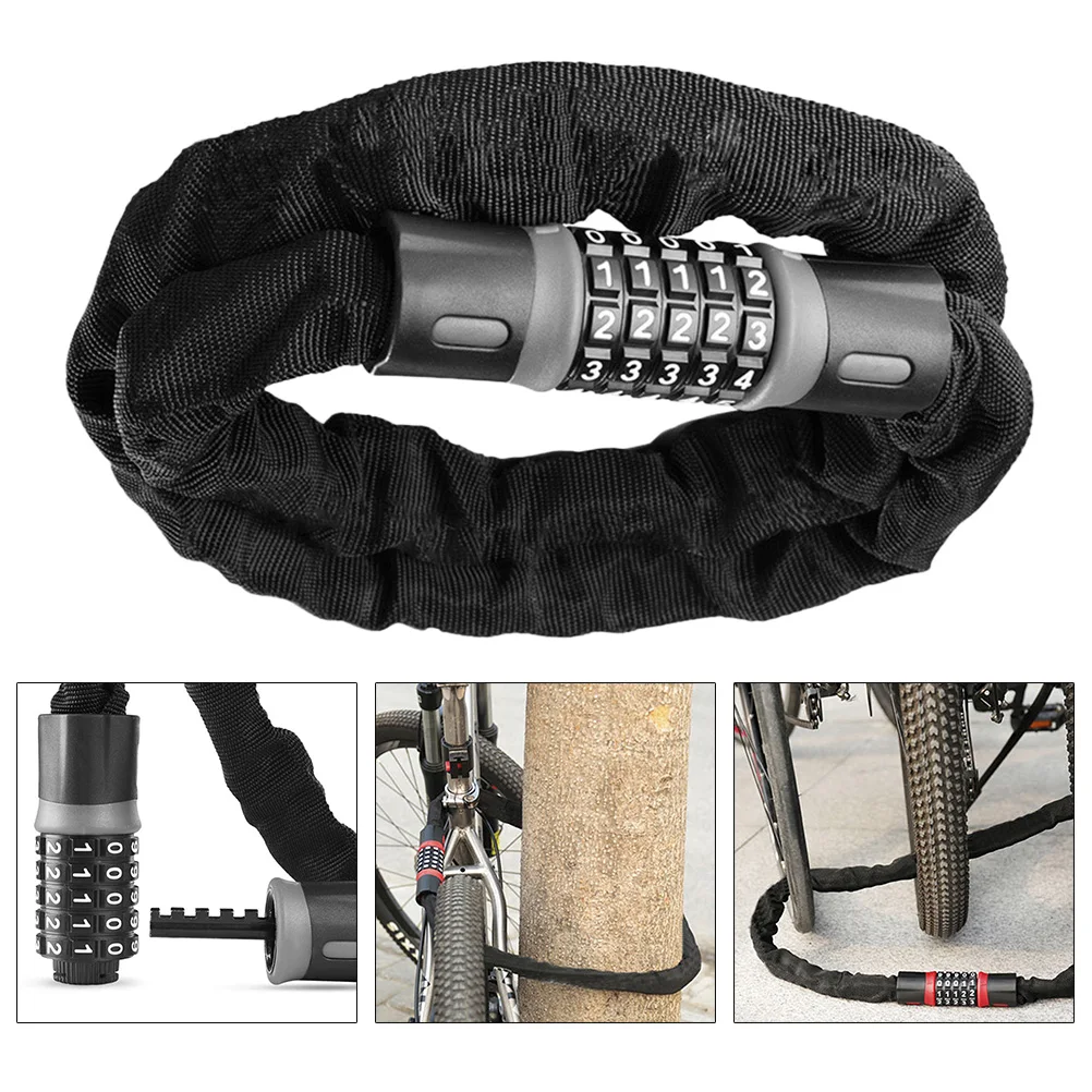 

Bike Lock Password Anti-theft Bicycle Heavy Duty Combination Resettable Grey Chain