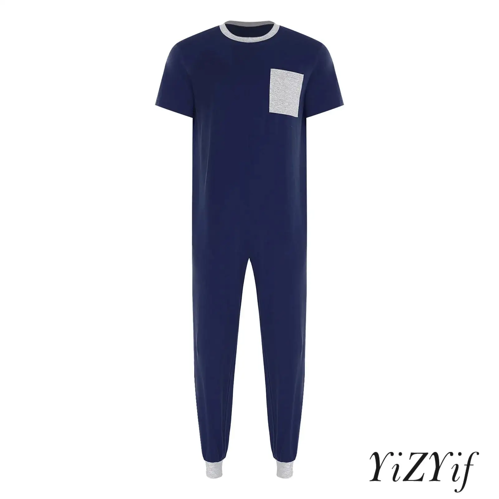 

Adults Unisex Anti-Strip Adaptive Jumpsuit Short Sleeve Jogger Pants One-piece Rompers for Elderly Special Needs Patients