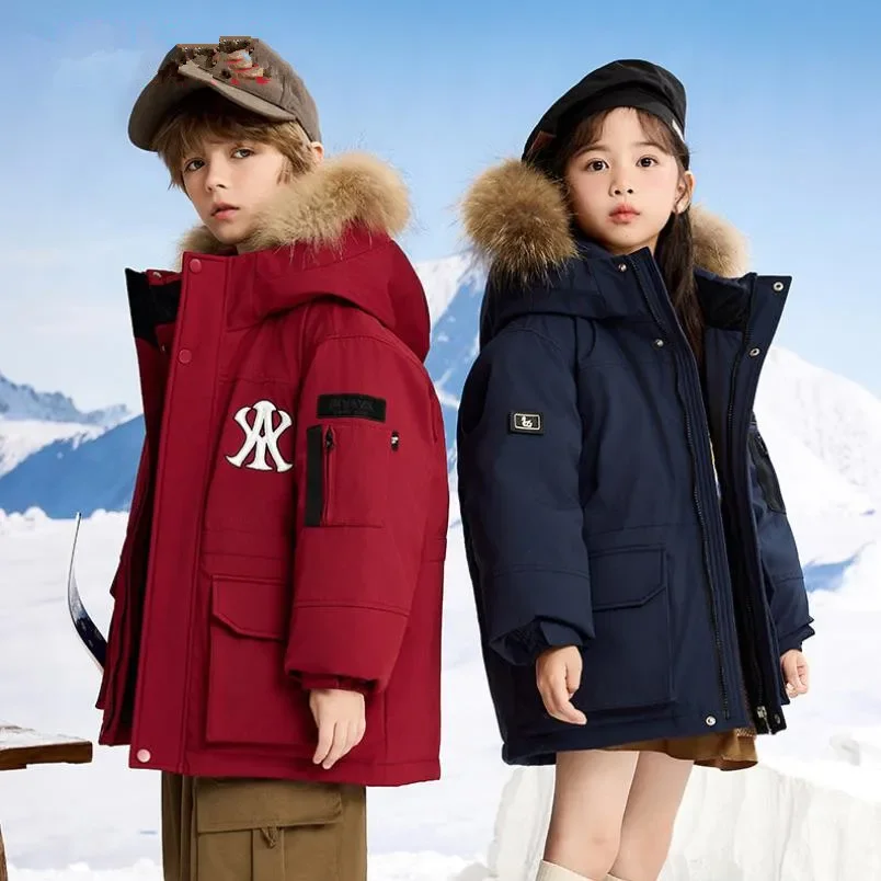 

Новый зимний детский пуховик, модная ветрозащитная непромокаемая верхняя одежда с капюшоном для мальчиков и девочек, плотные теплые пальто