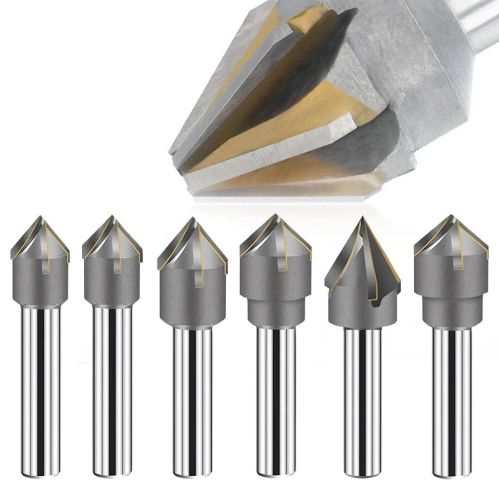 

1pc 60/90 Degree Chamfering Cutter Drill Bits 4 Blades Chamfer Milling Cutter 16-25mm Chamfering Cutter Wood Metal Hole Drilling