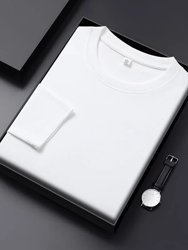 

New 2025 Men's Pure Cotton Long Sve T-irt Casual round Ne Top Versatile Color Base irt Comfortable Breathable