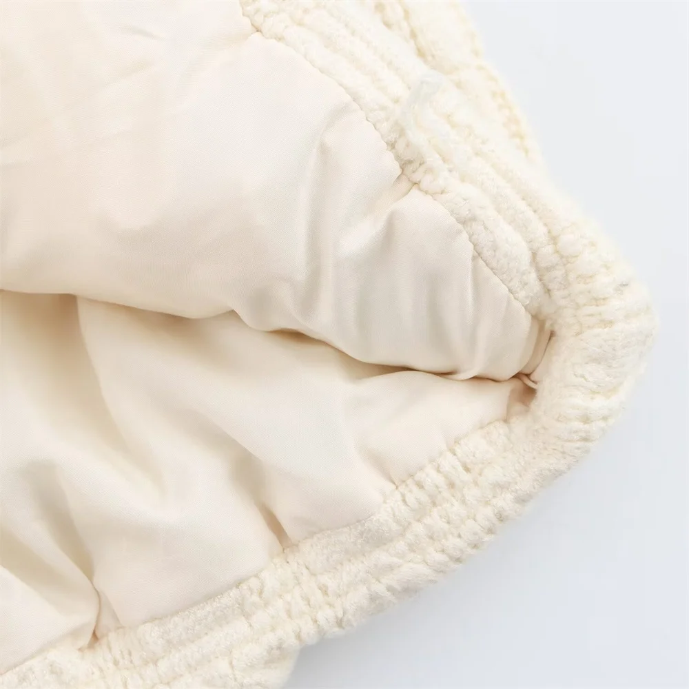 المرأة الوقوف طوق محبوك سترة قطن تانك الأعلى سستة جيب الديكور الخريف/الشتاء ملابس نسائية جديدة #6