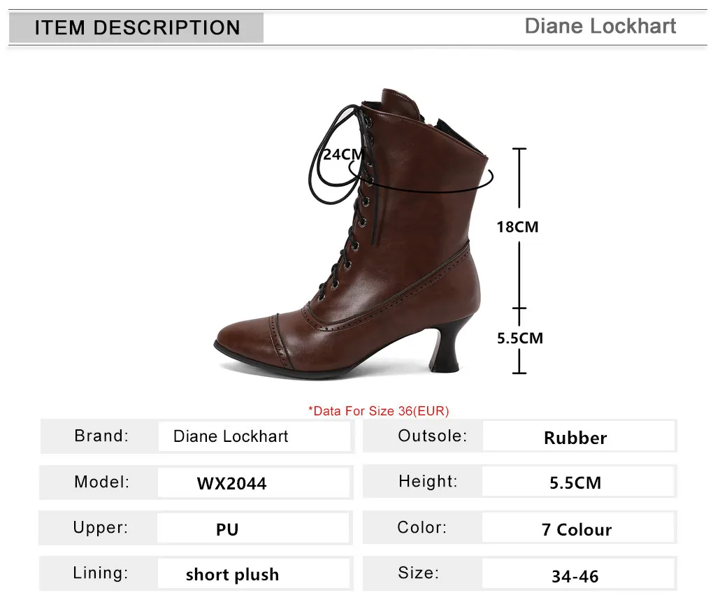 2024 New Lace Up Ladies High Heel Shoes Strange Steampunk Boot Victorian Ankle Boots Women Pointed Toe Thick Soled Short Boots