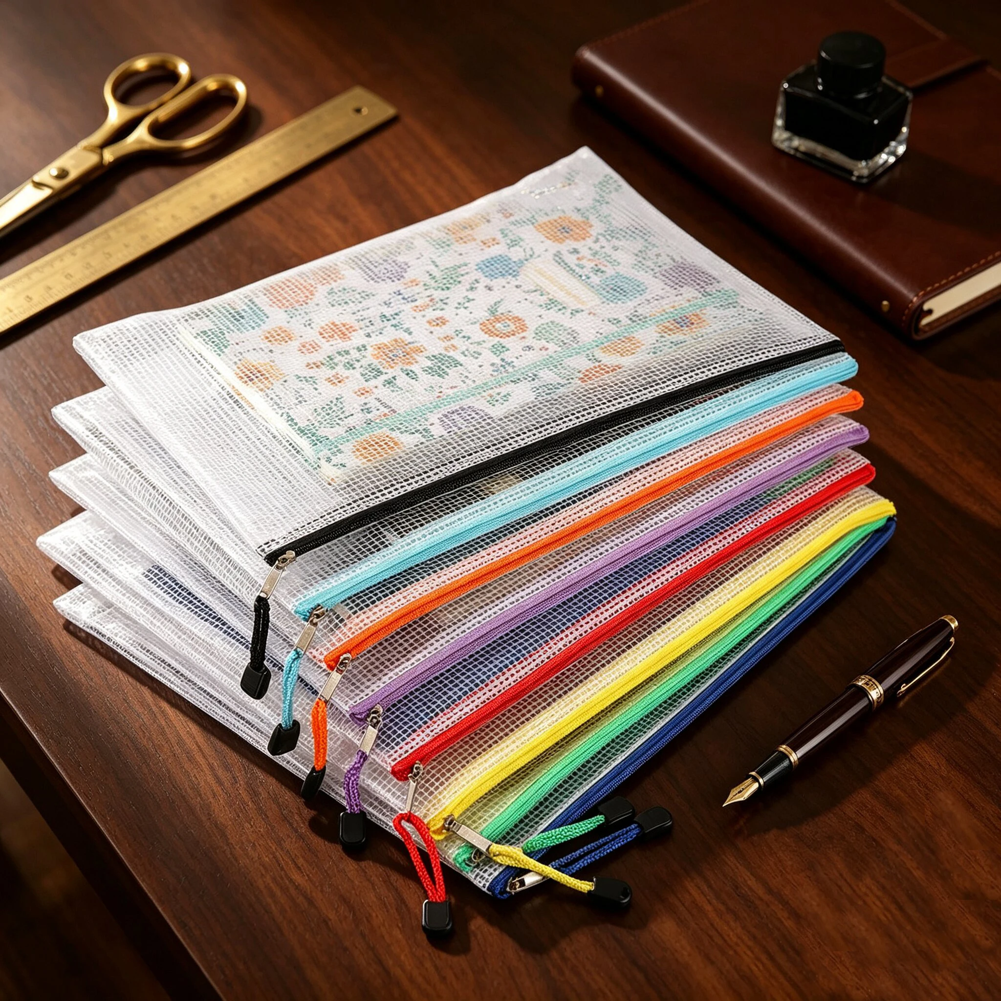 Multi-Functional A4 Zipper File Bag Set - 24/12/8/1pcs Colorful Waterproof Toy Cosmetic Storage Bags for Paper Organization