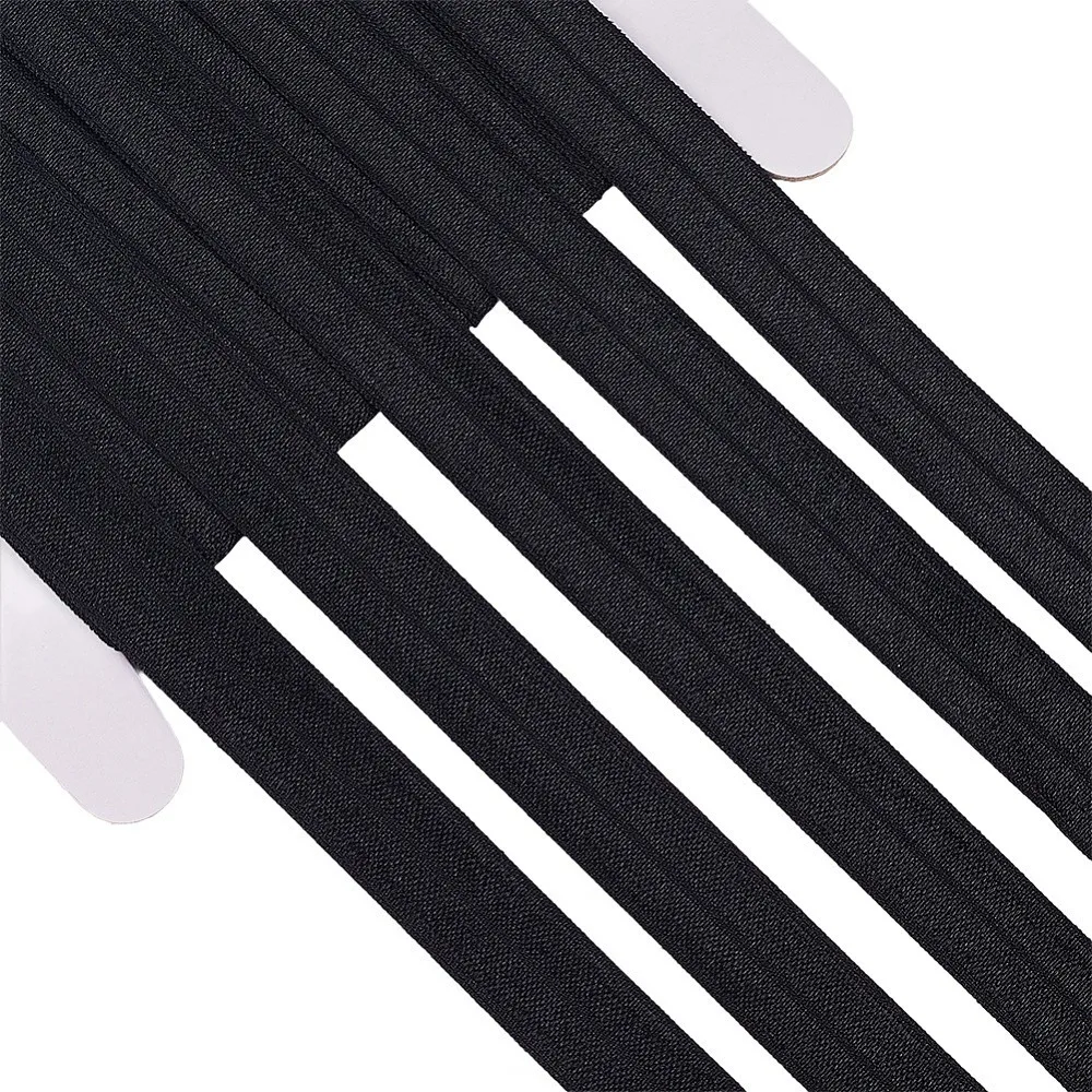 10 Yards flaches elastisches Band, faltbares Gurtband, Nähzubehör für Kleidungsstücke, Schwarz, 5/8 Zoll (15 mm)