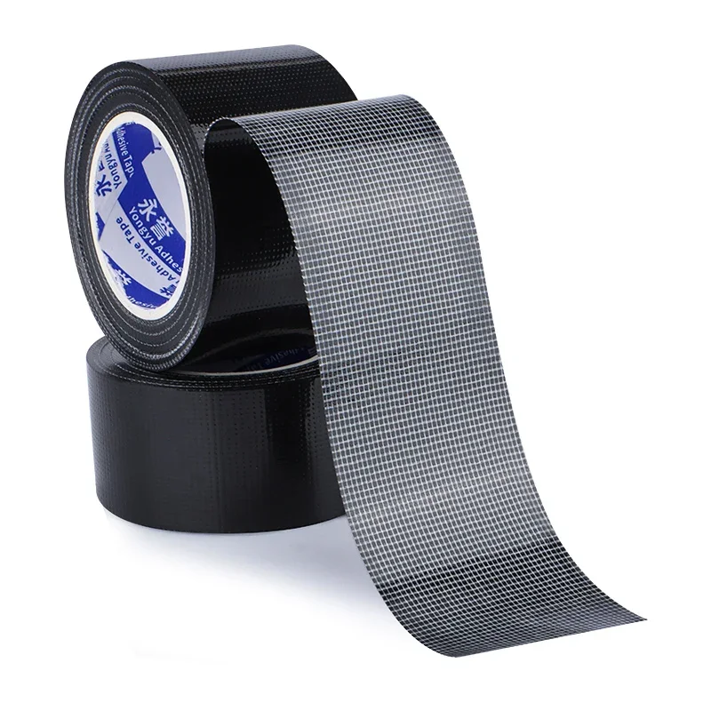 Black Heavy-duty pipeline tape, sturdy and flexible, suitable for all-weather, manual tear repair, industrial duct tape