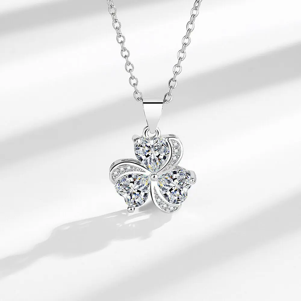 

Свежее, сладкое и легкое роскошное ожерелье из стерлингового серебра 925 пробы с цирконом и клевером