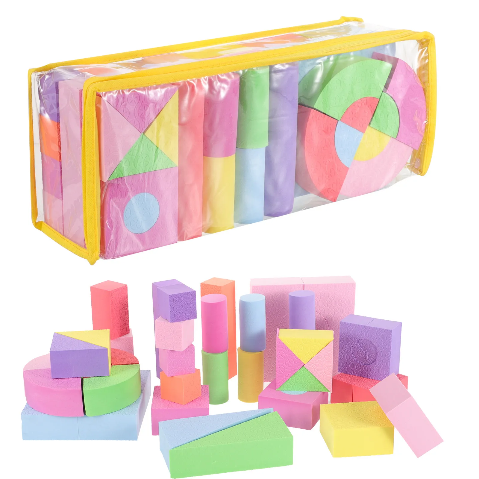 

52Pcs Eva Foam Stackable Blocks Colorful Shape Cognition Set for Toddlers Fine Motor Hand Eye Coordination Foam Building Blocks