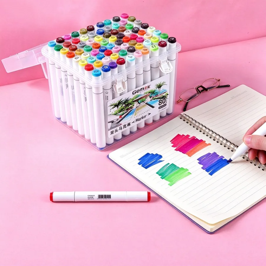 Gezhimei Dual Tip Markers, Double-Ended Art Pens, Vibrant Colors, Smooth Coloring, for Drawing, Journaling, Illustration & DIY