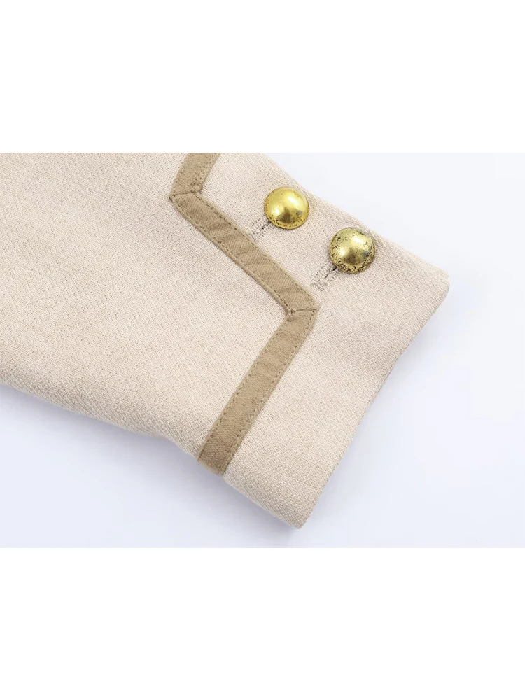 معاطف عصرية بنصف الياقة العالية للنساء أنيقة بأكمام طويلة سترة قصيرة واحدة الصدر لخريف وشتاء 2025 ملابس خارجية نسائية كلاسيكية