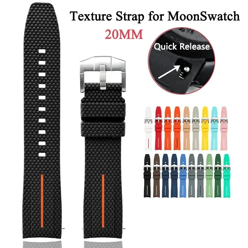 Liquid Silicone Strap for Omega X Swatch MoonSwatch 20mm Curved End Quick Release Men Women Replace Watch Band for Seamaster 300