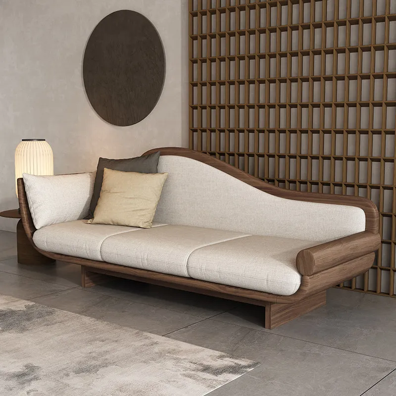 

Диван-кровать TT Zen Walnut Beauty в новом китайском стиле для отелей типа «беконсерв» и гостиниц, простая мебель из массива дерева
