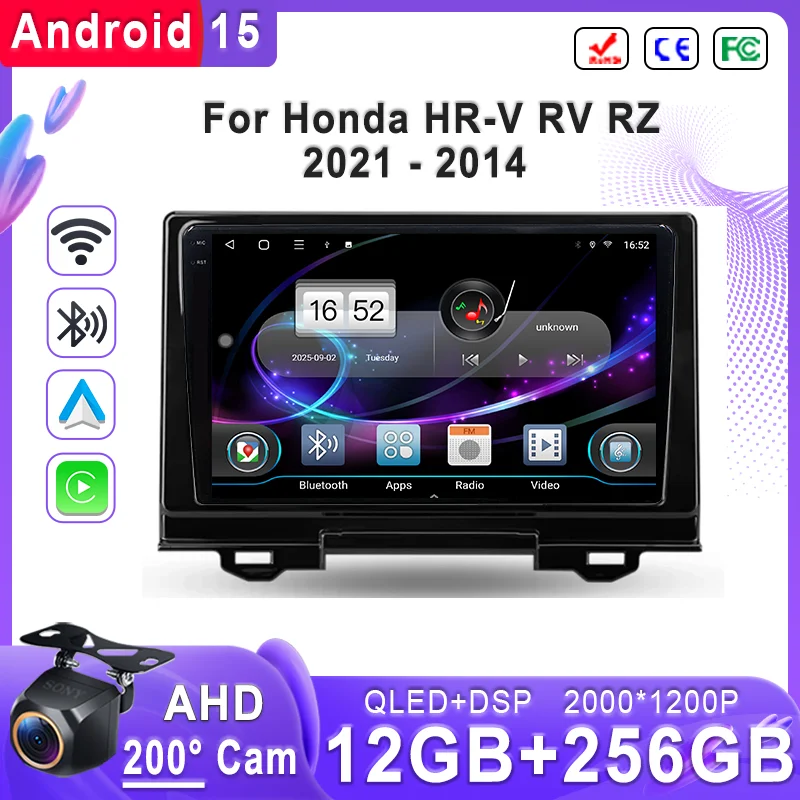 

Android 15 2K Screen For Honda HR-V RV RZ 2021 - 2014 Stereo Head Unit GPS Navigation High-performance CPU Screen Multimedia