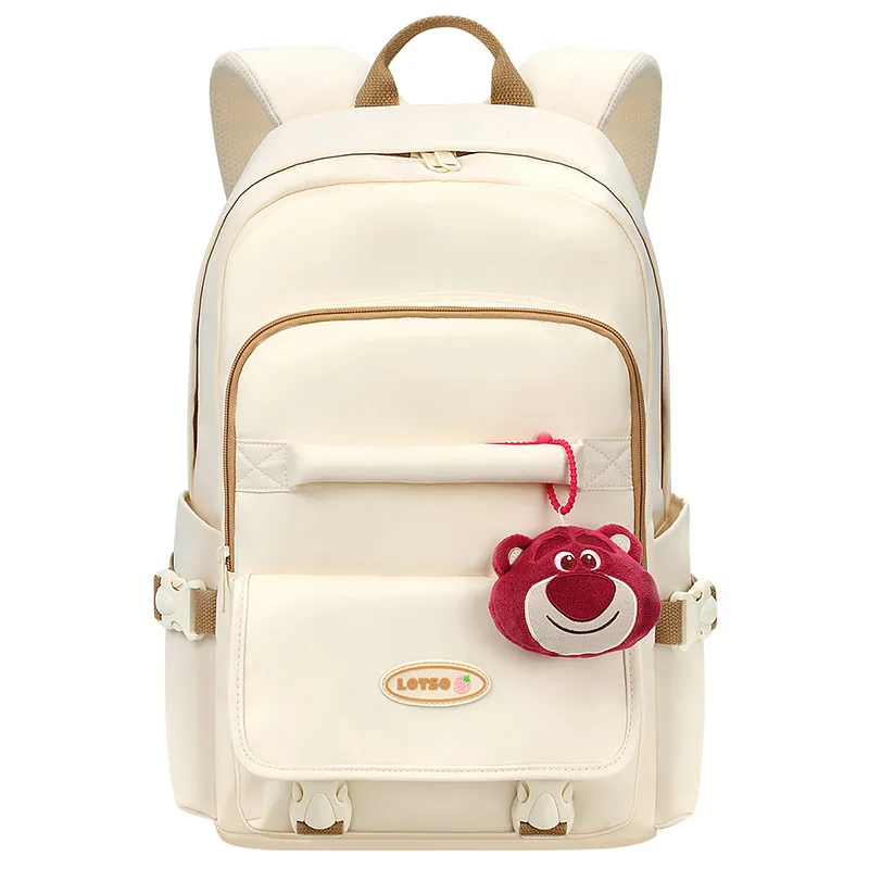 

Студенческий рюкзак Disney, милая модная стильная детская сумка на плечо с клубничным медведем для девочек-подростков большой вместимости для школы