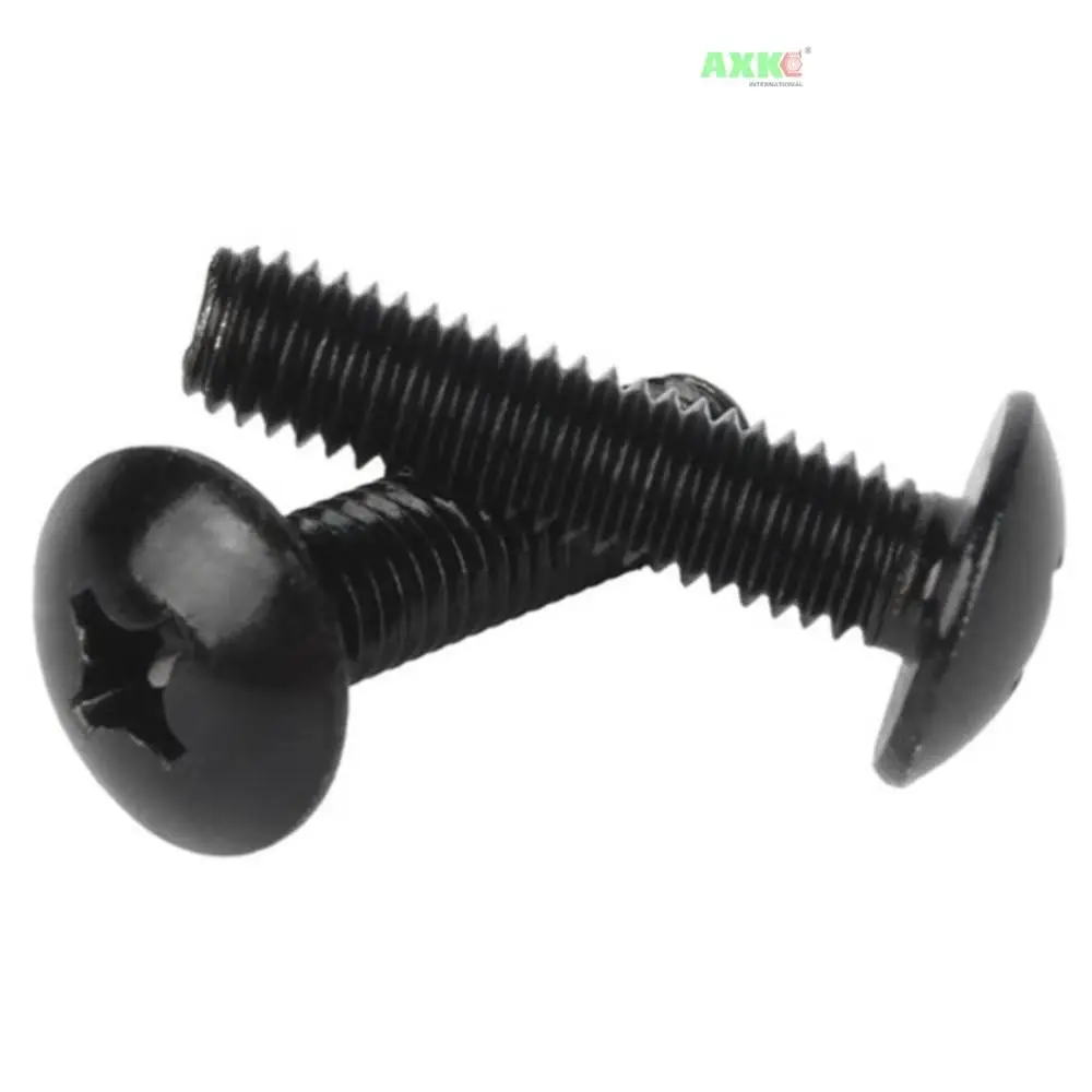 10Pcs/lot M2 M2.5 M3 M3.5 M4 M5 M6 TM Screws Phillips Truss Mushroom Head Screw Black Plated Electronic Carbon Steel Screws