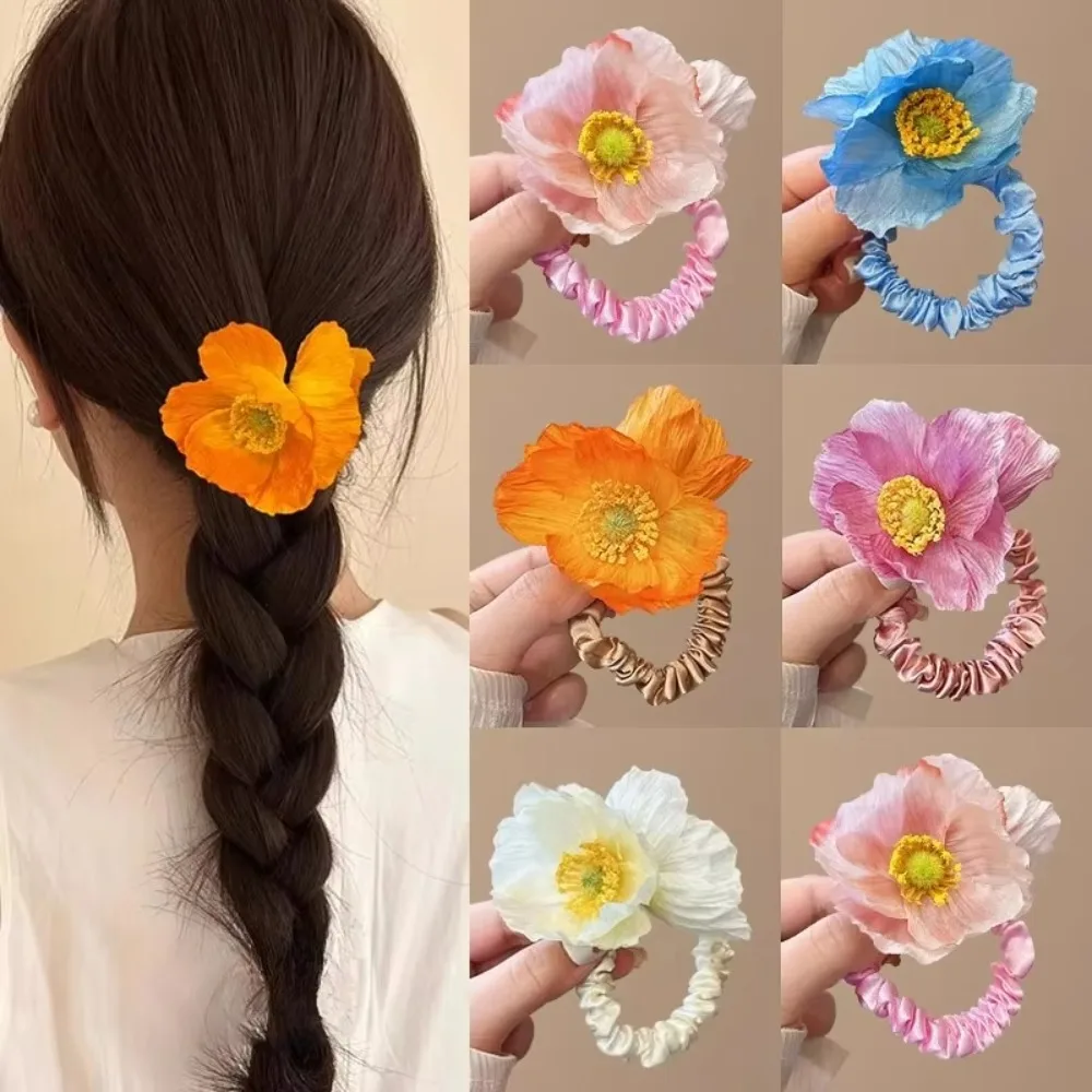 Sweet Bohemia Simulated Flowers Rubber Band Artificial Flower Gifts Hair Ring Flower Ponytail Hair Rope Beach